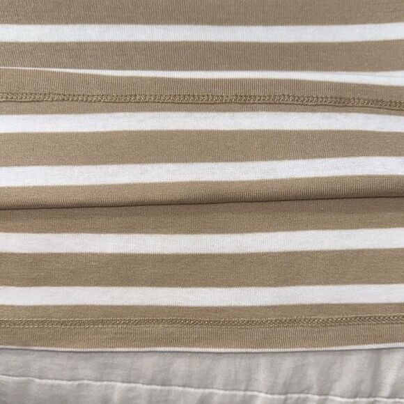 GAP XXL Tan White Cotton Modal Horizontal Striped Favorite Long Sleeve Crew Tee - Picture 11 of 12